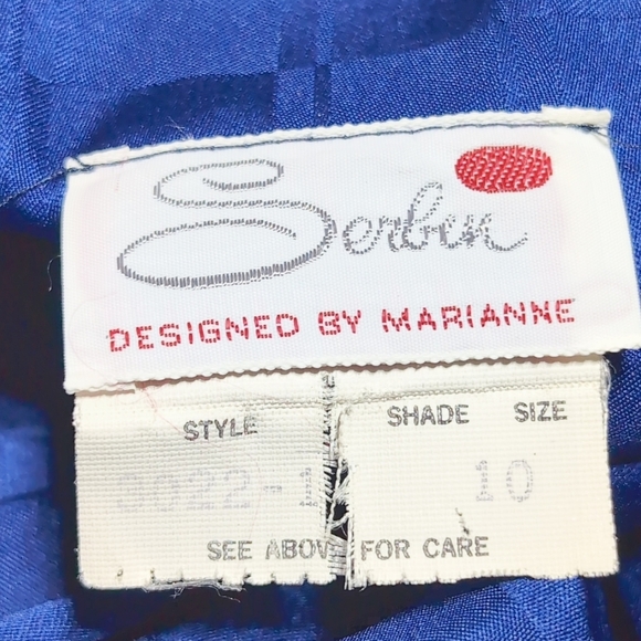 Serbin By Marianne Vintage Sz 10 Elegant Blue Women's Dress - Picture 6 of 6